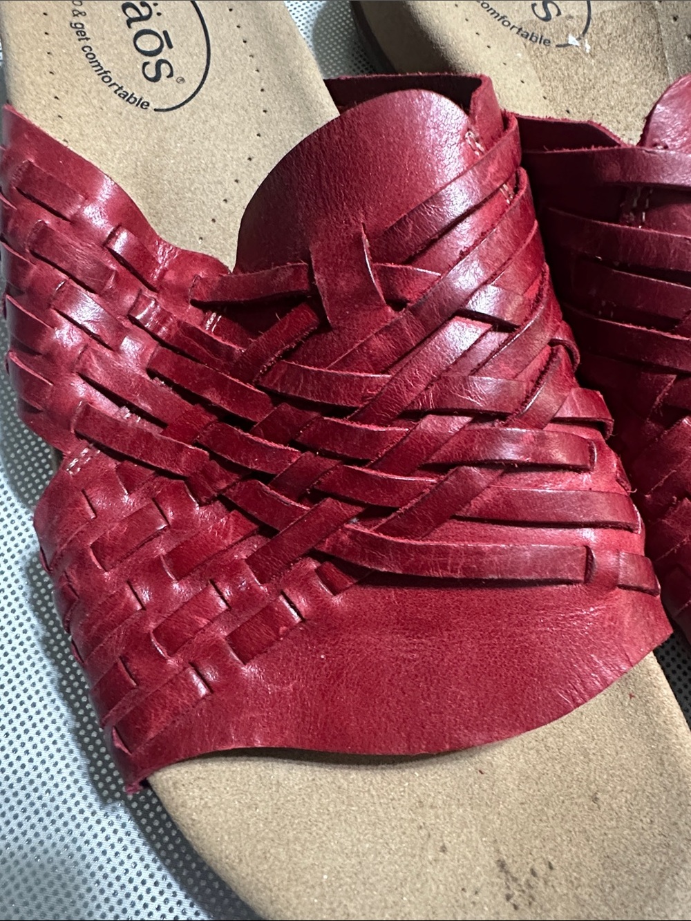 Taos Footwear Red Braided Leather Slide Mules - Picture 2 of 6